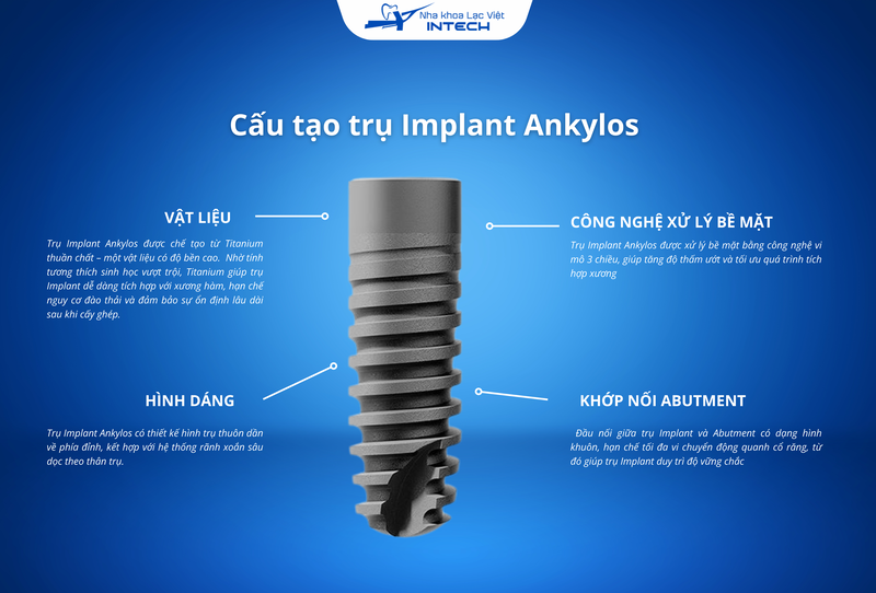 Trụ Implant Ankylos được chế tạo từ Titanium thuần chất