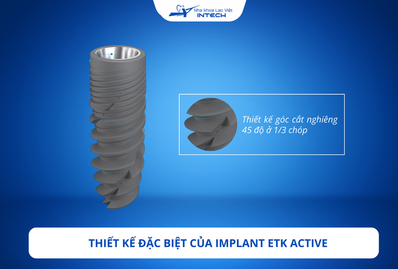 Cấu trúc ren cắt hình tam giác tạo điều kiện thuận lợi cho việc cắt xương và các ca cấy ghép tức thì 
