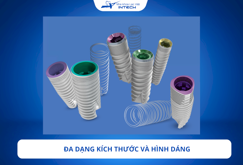 Trụ Implant MIS C1 được sản xuất với nhiều kích thước và hình dáng khác nhau, phù hợp với nhiều đối tượng 