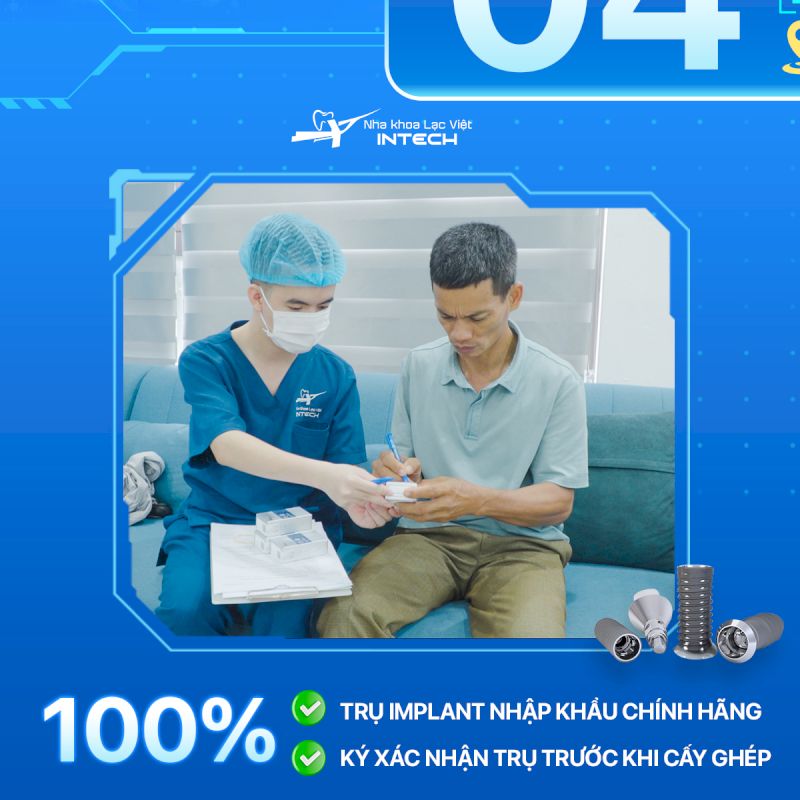 Nha khoa Lạc Việt Intech sử dụng 100% Implant nhập khẩu chính hãng và đầy đủ giấy tờ kiểm định