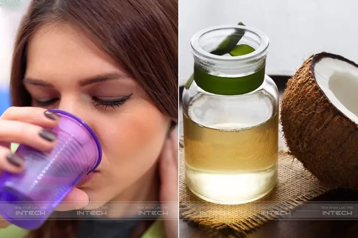 Súc miệng bằng dầu dừa giúp hơi thở thơm tho.