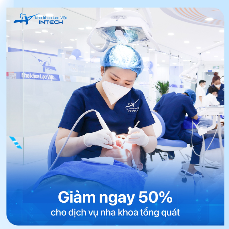 Nha khoa Lạc Việt Intech hỗ trợ 50% chi phí thăm khám các dịch vụ tổng quát nhằm giúp cô chú/anh chị tiết kiệm chi phí