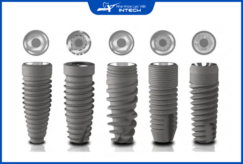 Trụ Implant có nhiều kích thước, thiết kế khác nhau để đáp ứng được tối đa các tình trạng xương hàm